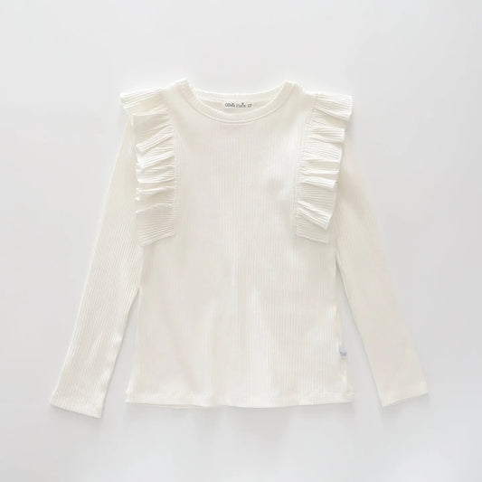 Miss White Ruffle LS Top Ollies Place