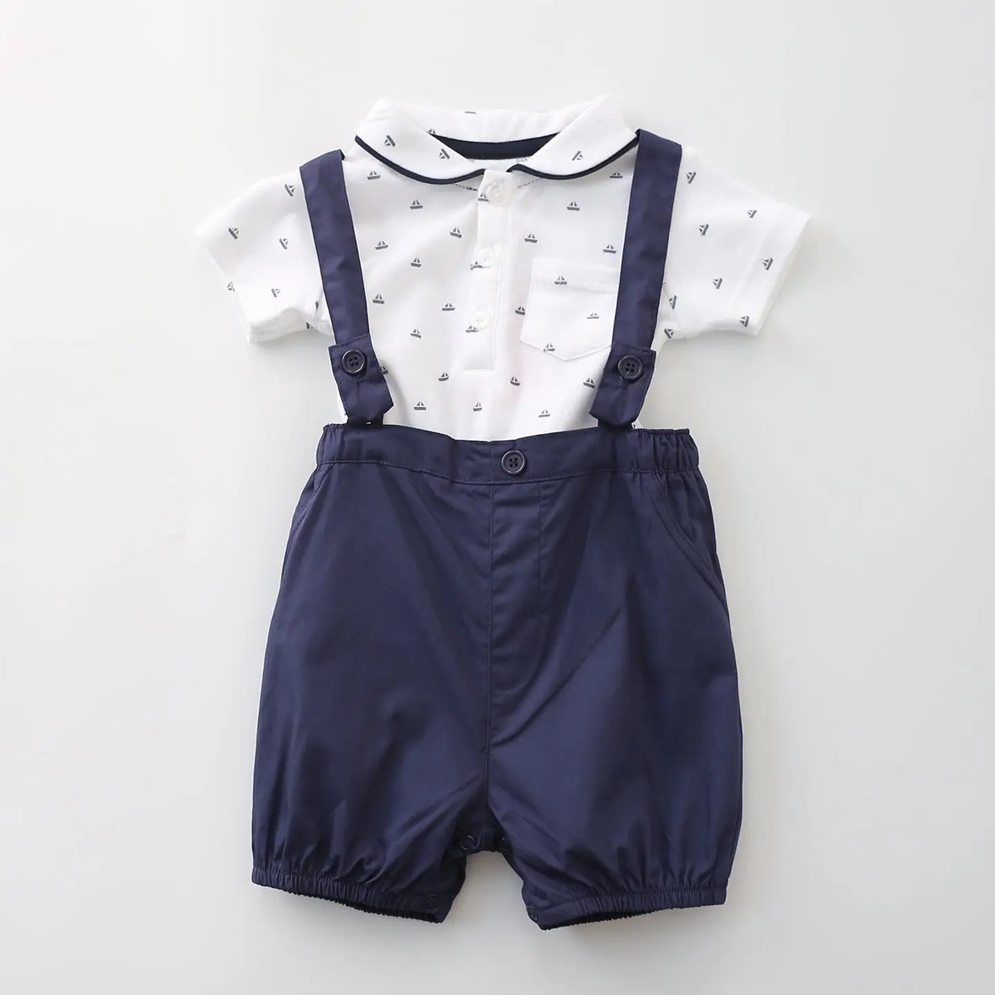 Navy And White Vintage Overall Set Ollies Place