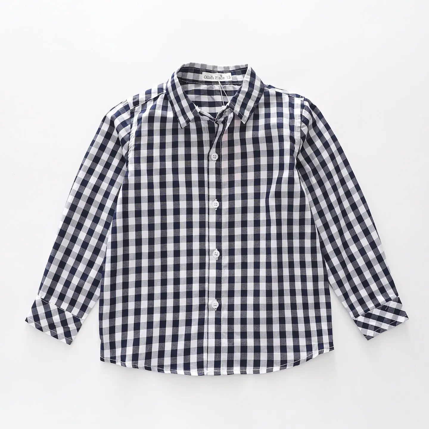 Navy Blue Check Collared Shirt Ollies Place