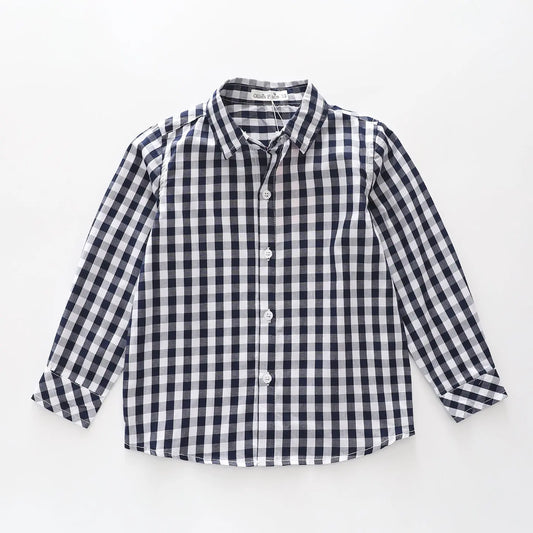 Navy Blue Check Collared Shirt Ollies Place