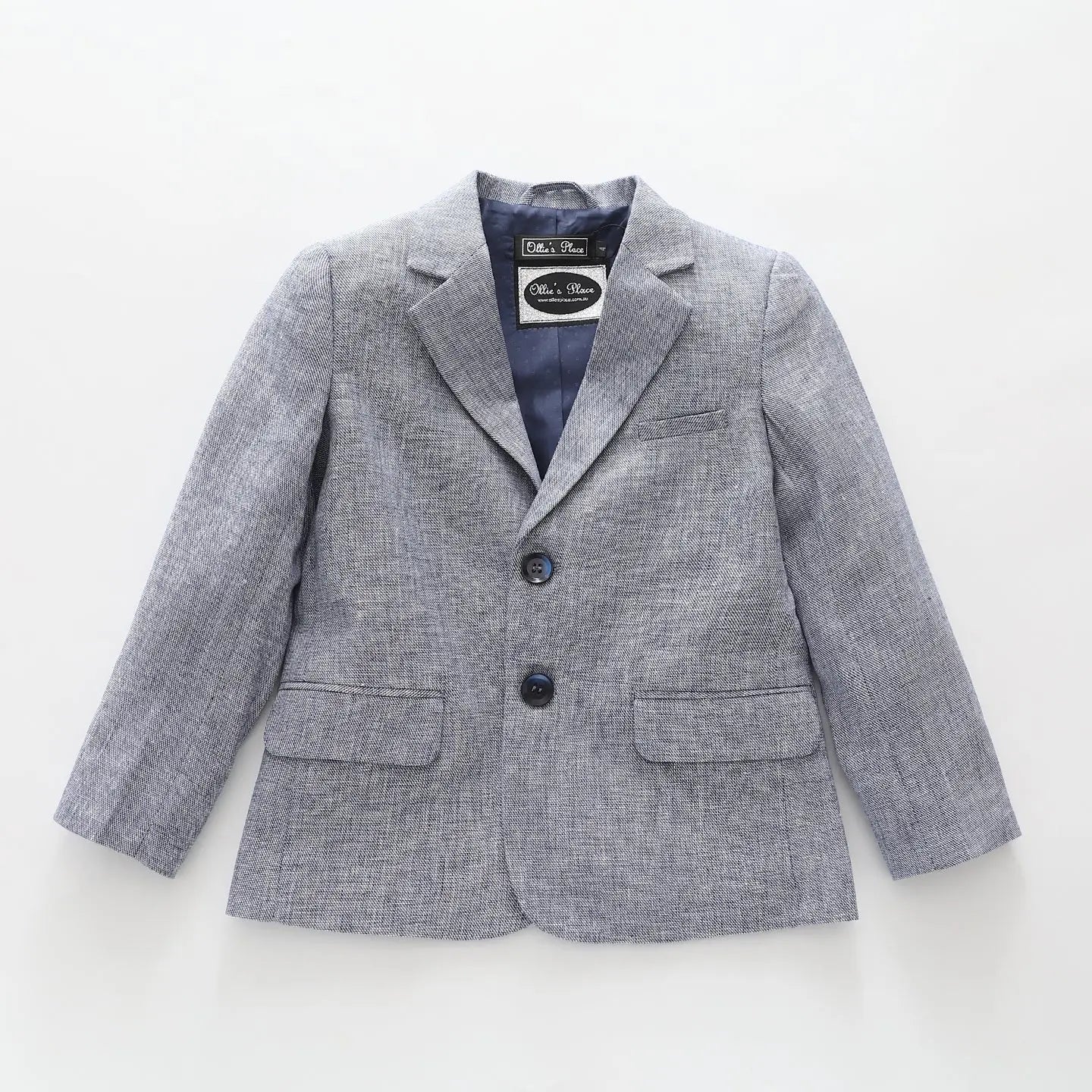 Navy Linen Look Blazer Ollies Place