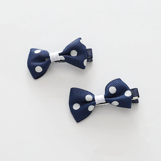 Navy Polka Dot Bow Hair Clips 2 Pack Ollies Place
