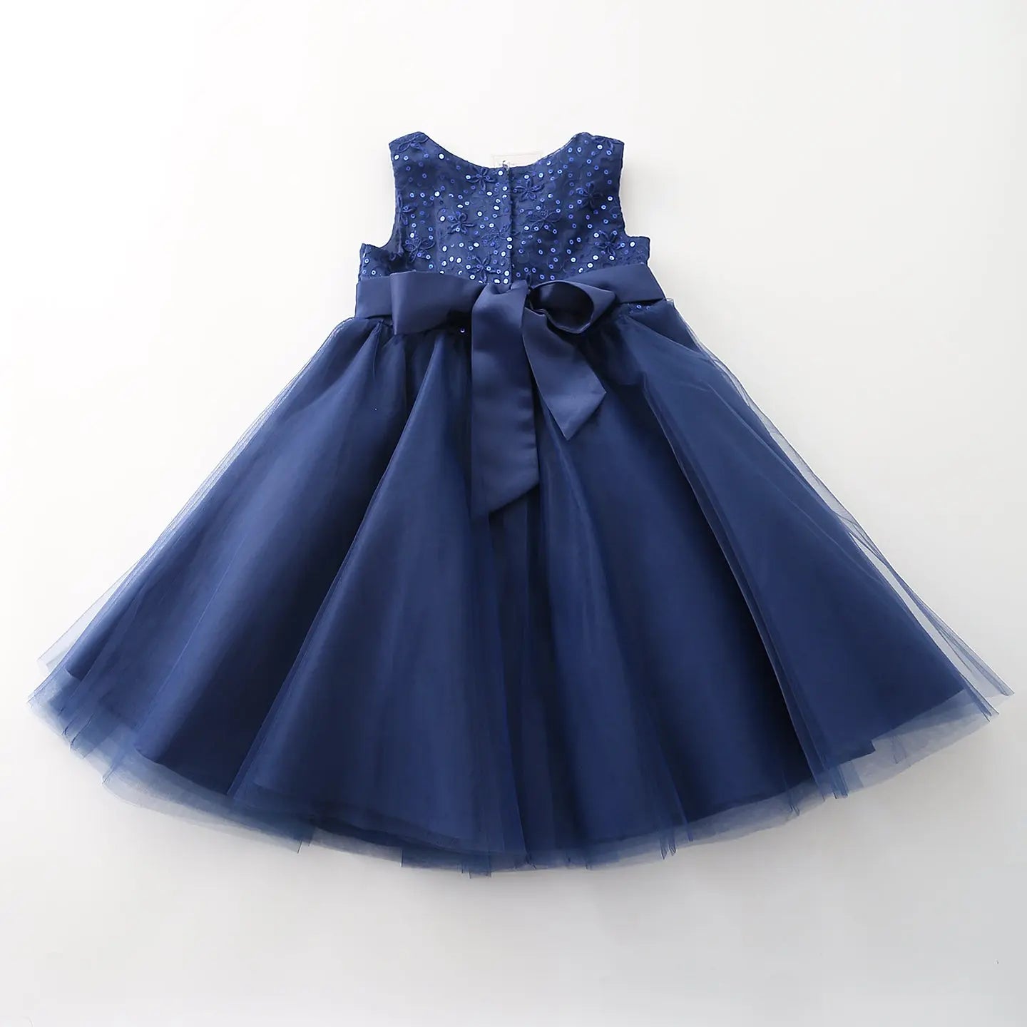 Navy Satin Bow Tulle Dress Ollies Place