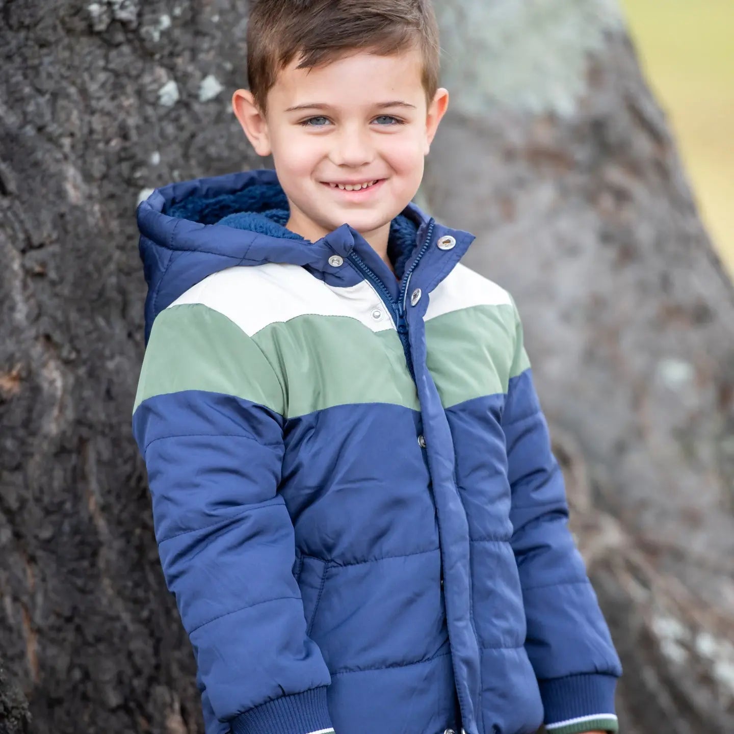 Navy Sherpa Puffer Jacket Ollies Place