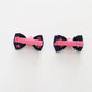 Navy and Pink Polka Dot Bow Hair Clips 2 Pack Ollies Place