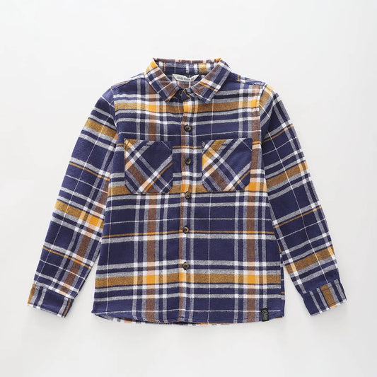 Navy and Yellow Check Shirt Ollies Place