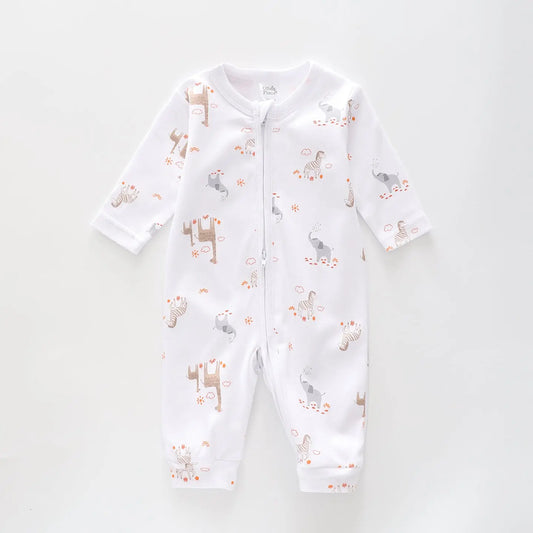 New-born Baby Safari Zip-Up Romper Ollies Place