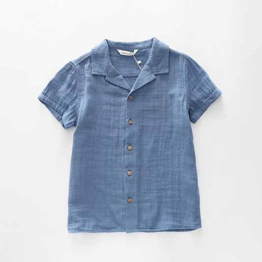 Older Boys Blue Cheesecloth Shirt Ollies Place