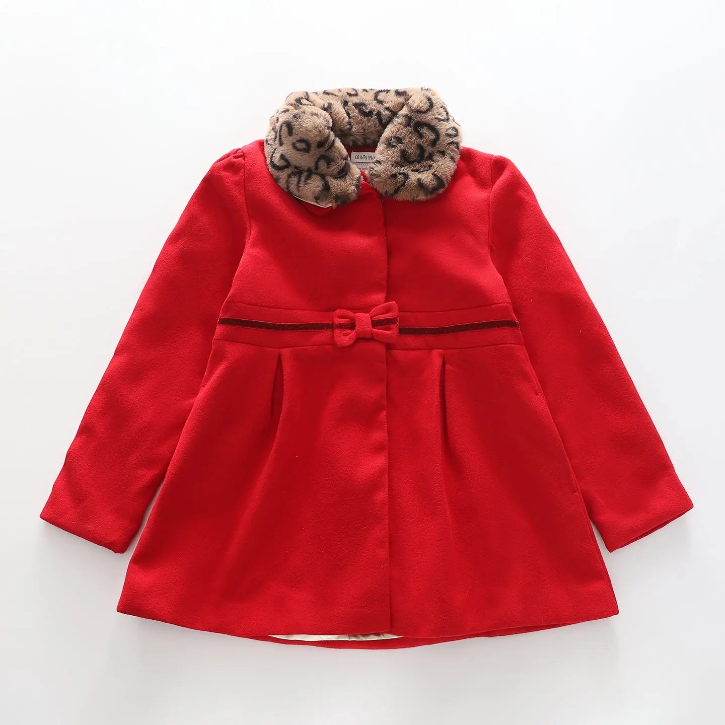 Older Girls' Red Winter Coat with Detachable Faux Fur Collar Ollies Place