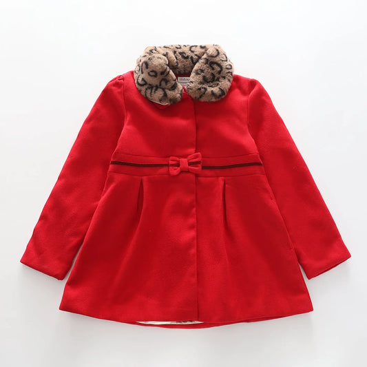 Older Girls' Red Winter Coat with Detachable Faux Fur Collar Ollies Place