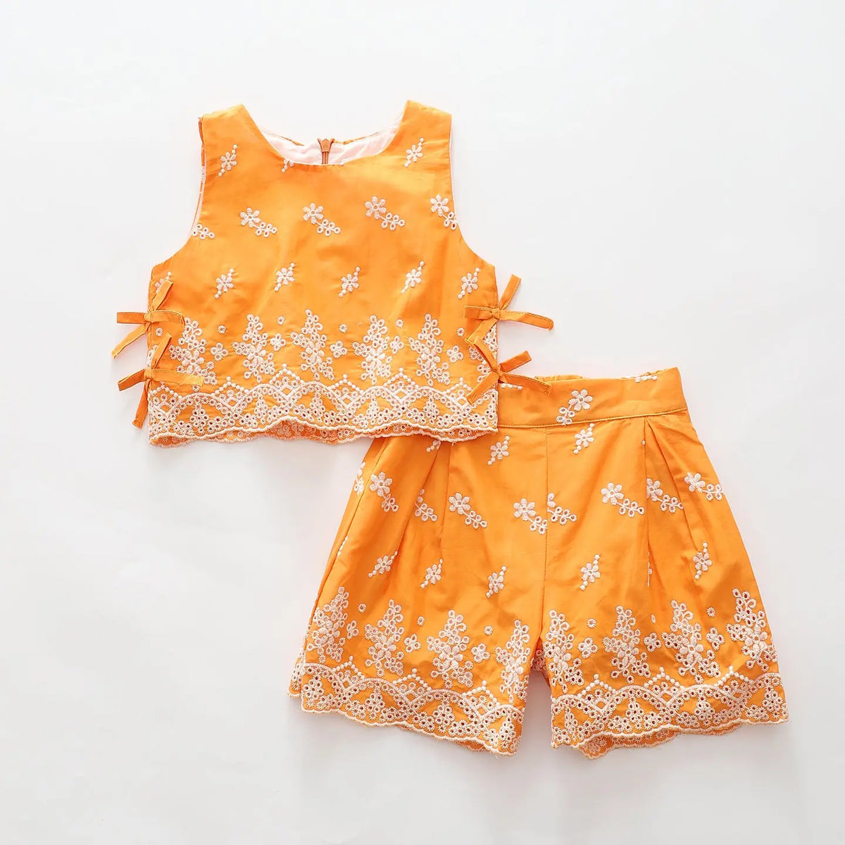 Orange Eyelet Top and Shorts Set Ollies Place