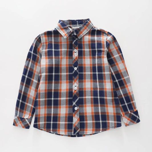 Orange and Navy Blue Check Shirt Ollies Place