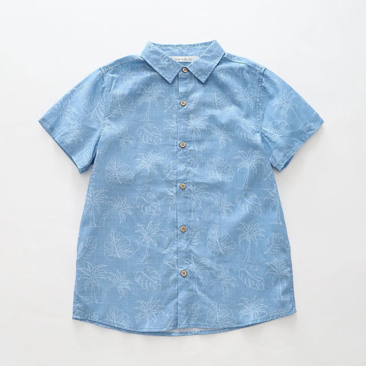 Palm Trees and Leaves Collared Shirt Ollies Place