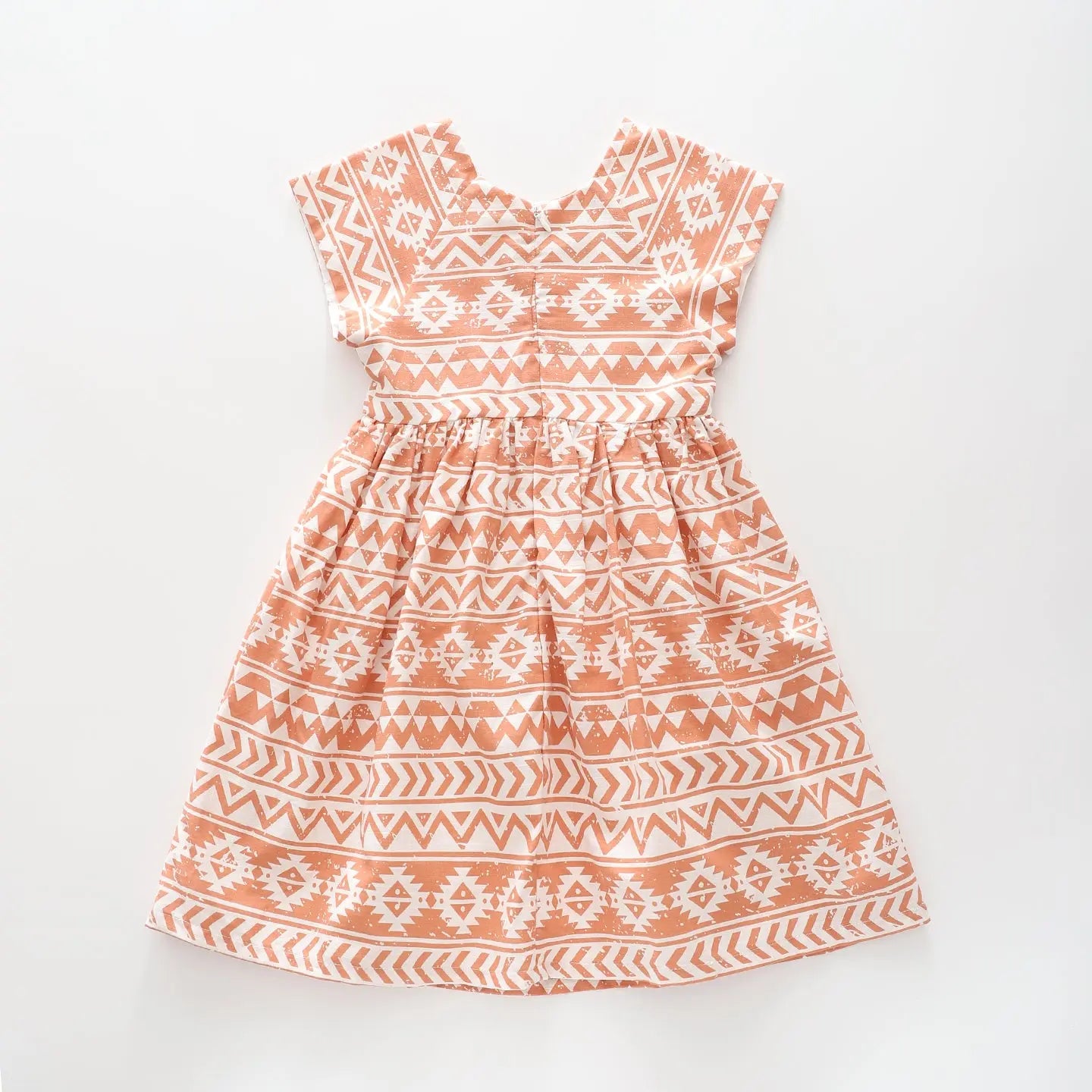 Peach Vintage Geometric Print Dress Ollies Place