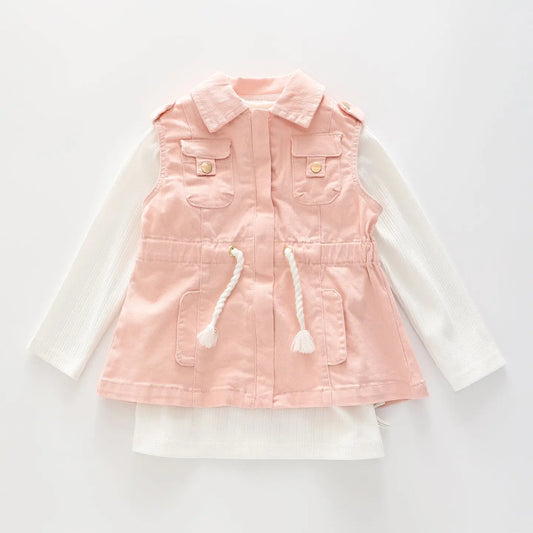 Peach Woven Vest Set Ollies Place