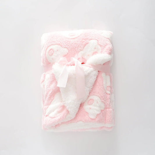 Pink Bear Plush Blanket Ollies Place