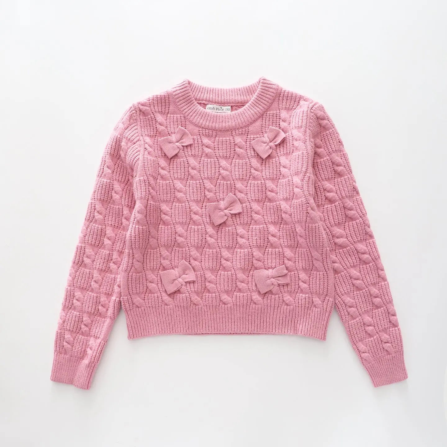 Pink Bow, Older Girls Knit Jumper Ollies Place