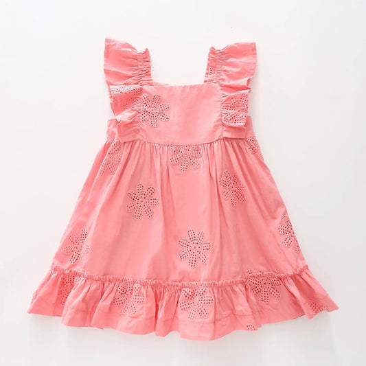 Pink Broderie Flower Dress Ollies Place