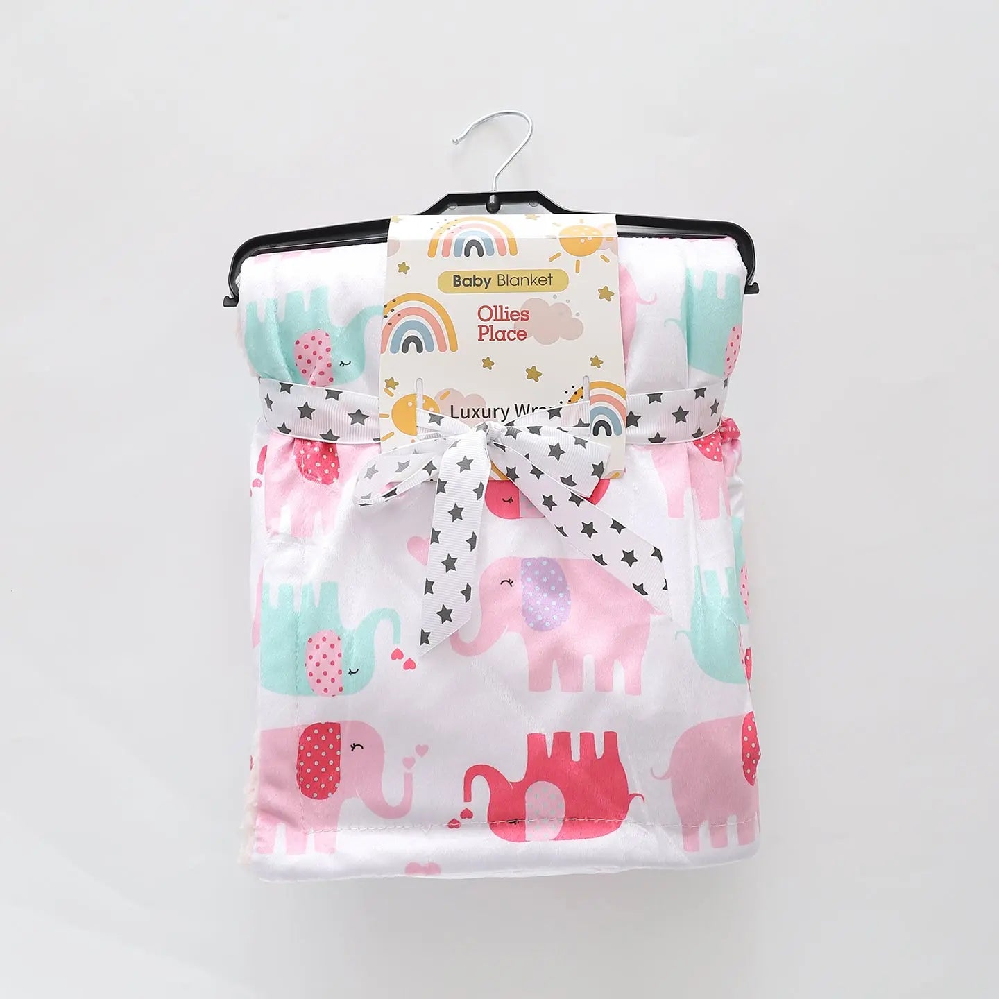 Pink Elephant Print Baby Blanket Ollies Place