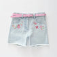 Pink Florals Denim Shorts Ollies Place