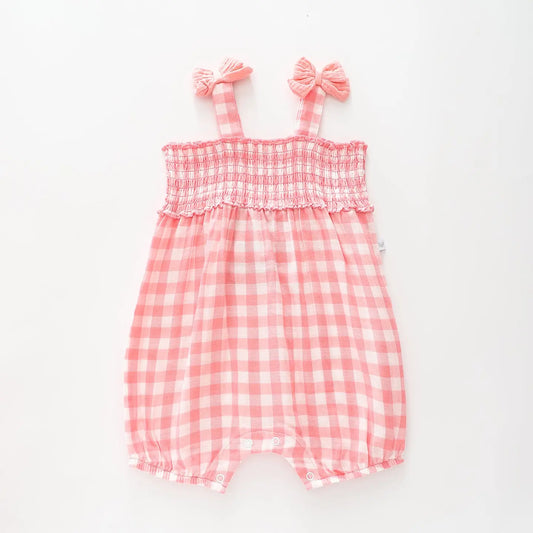 Pink Gingham Baby Boho Romper Ollies Place