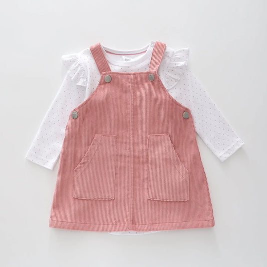 Pink Pinafore and Bodysuit Set Ollies Place