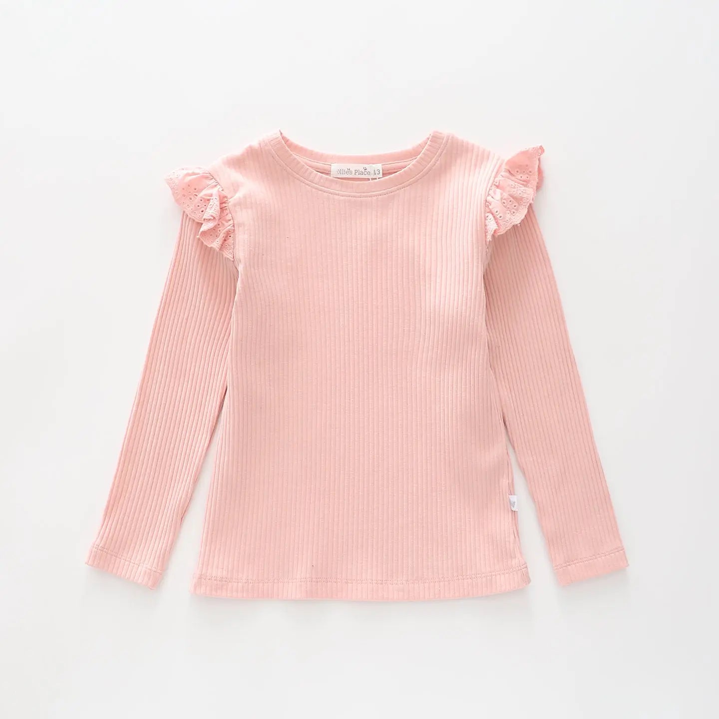 Pink Ruffle Trim LS Top Ollies Place