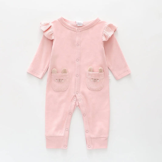 Pink Waffle Trim Romper Ollies Place