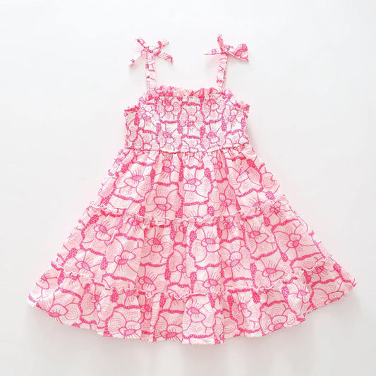 Pink & White Embroidered Sun Dress Ollies Place