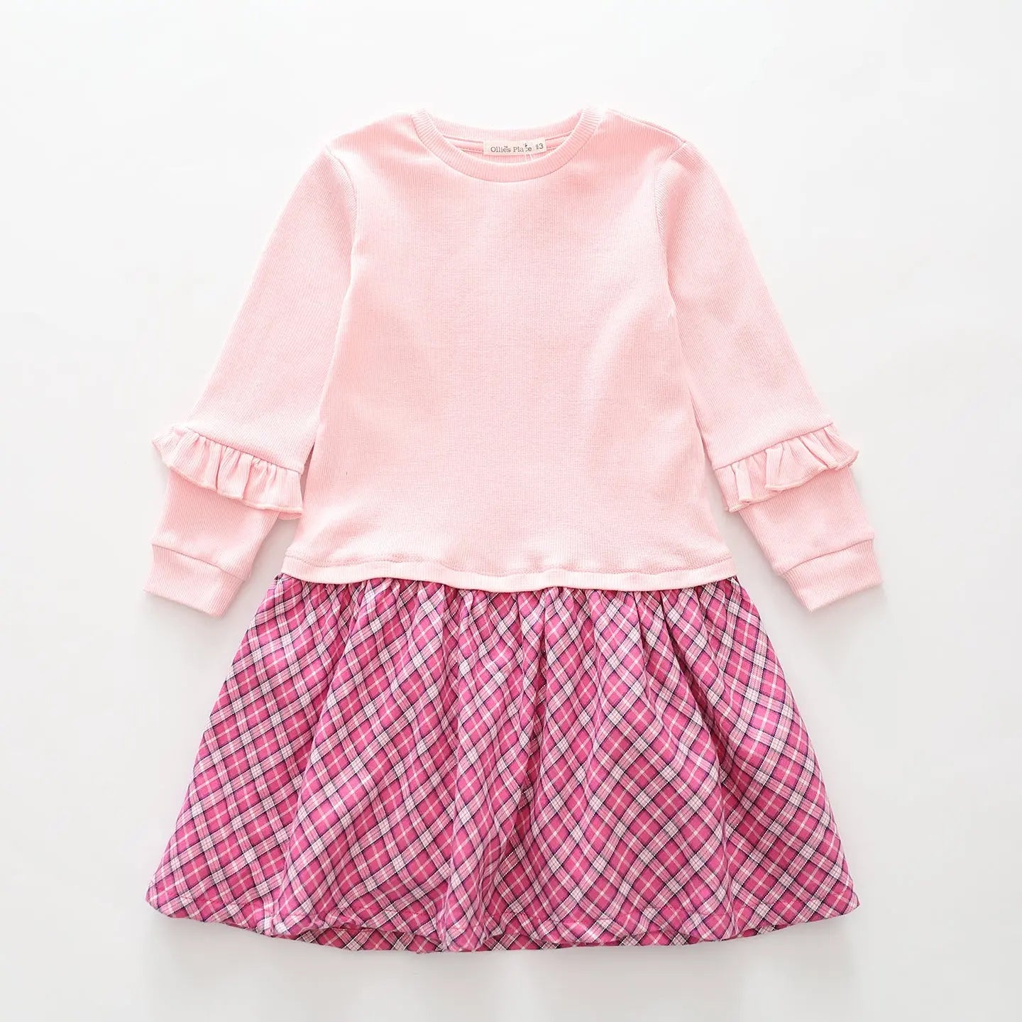 Pink and Check Print Dress Ollies Place