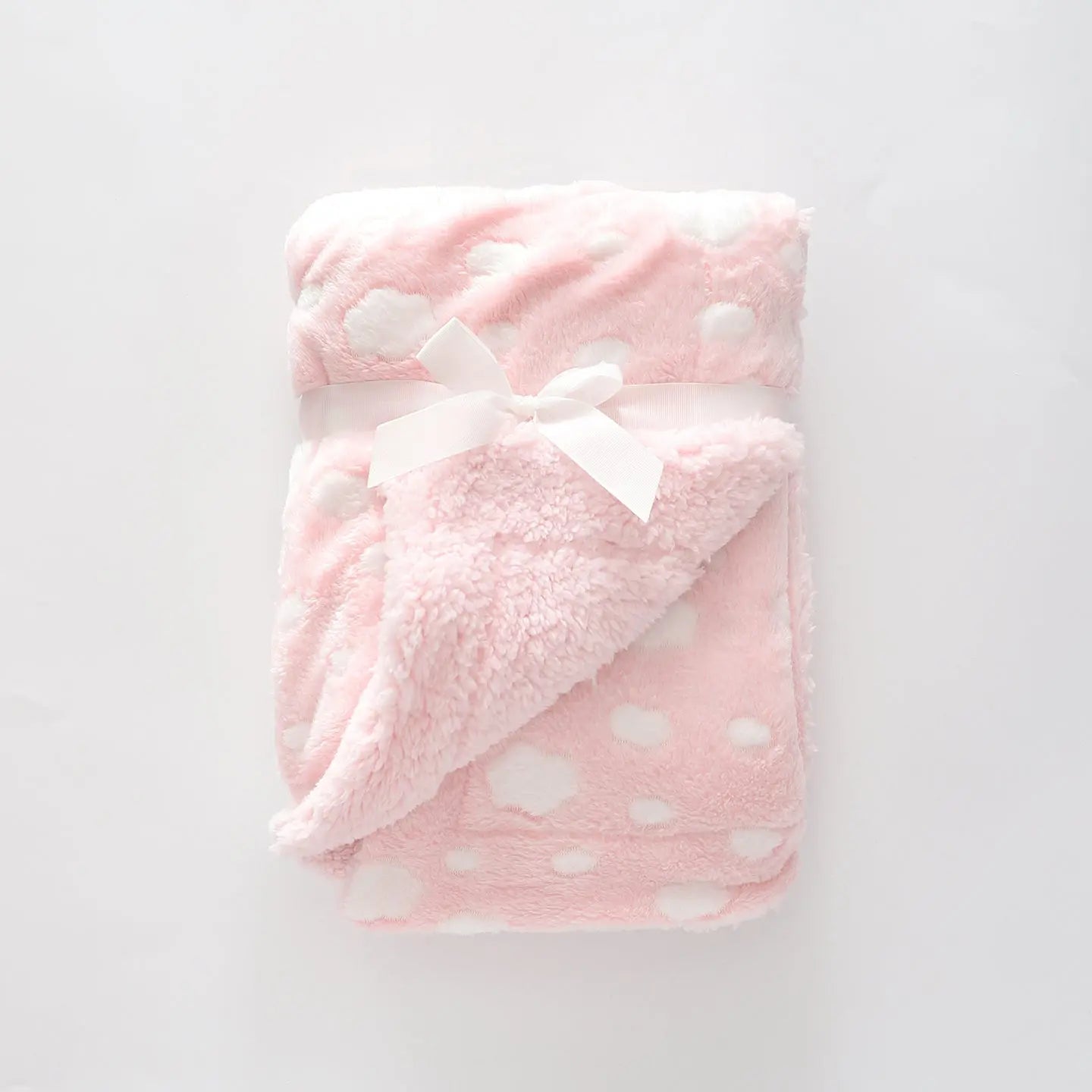 Pink and white spot Plush Blanket Ollies Place