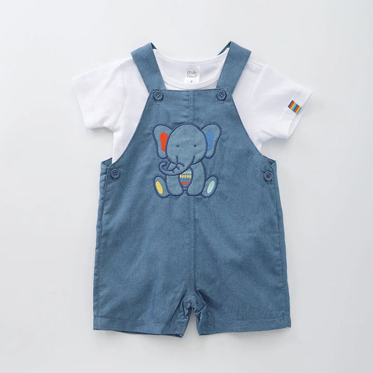 Rainbow Elephant Baby Boy Overall Romper Set Ollies Place