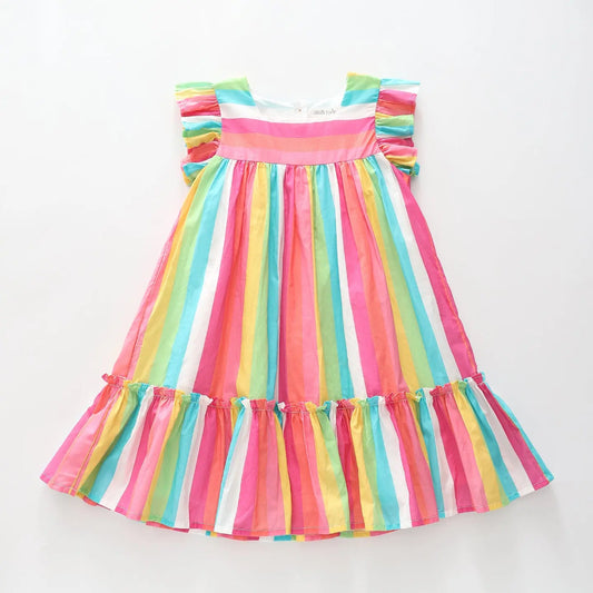 Rainbow Stripe Cotton Dress Ollies Place