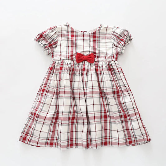 Red Bow Tartan Check Dress Ollies Place