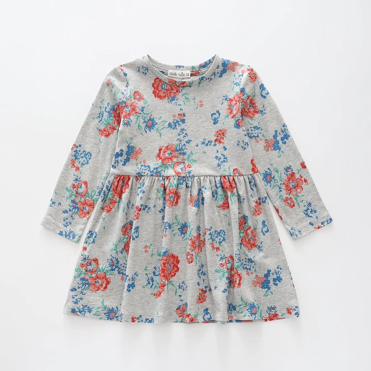 Red and Blue Florals LS Dress Ollies Place