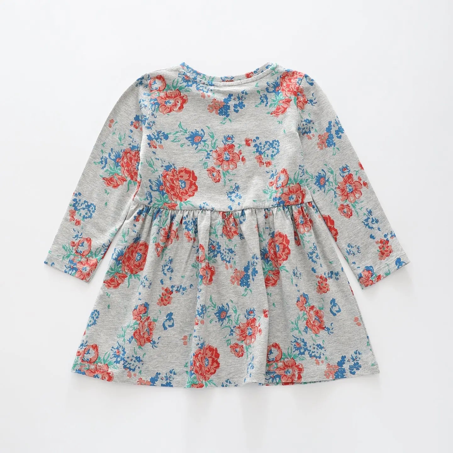 Red and Blue Florals LS Dress Ollies Place