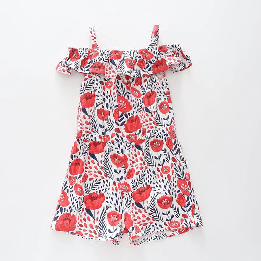 Red and Blue Florals Playsuit Ollies Place