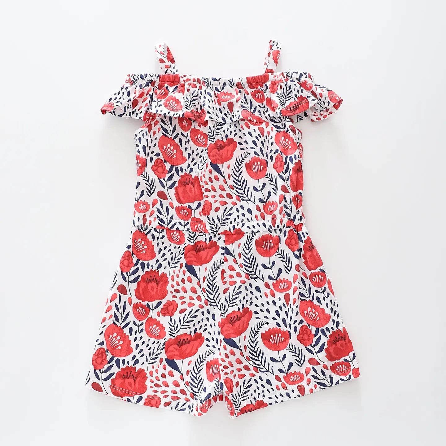 Red and Blue Florals Playsuit Ollies Place