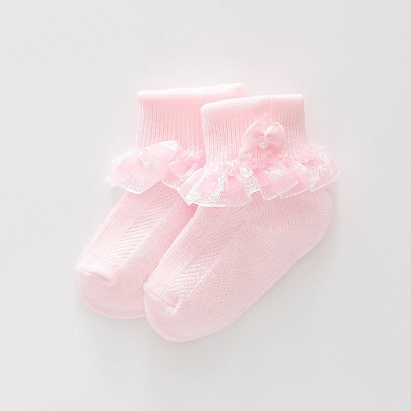 Ribbon Lace Socks With Pink Bow Ollies Place