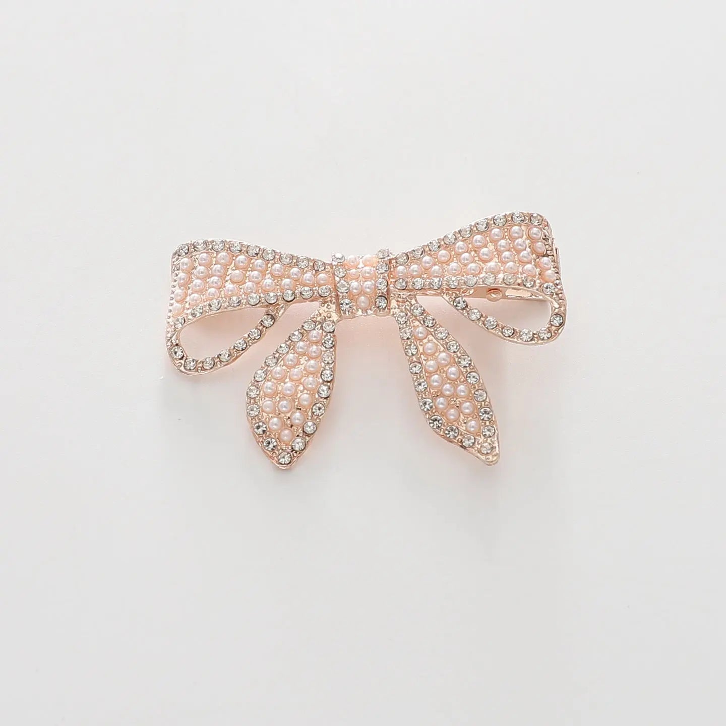 Rose Gold Bow Hair Clip with Pearl and Diamante Detailing Ollies Place