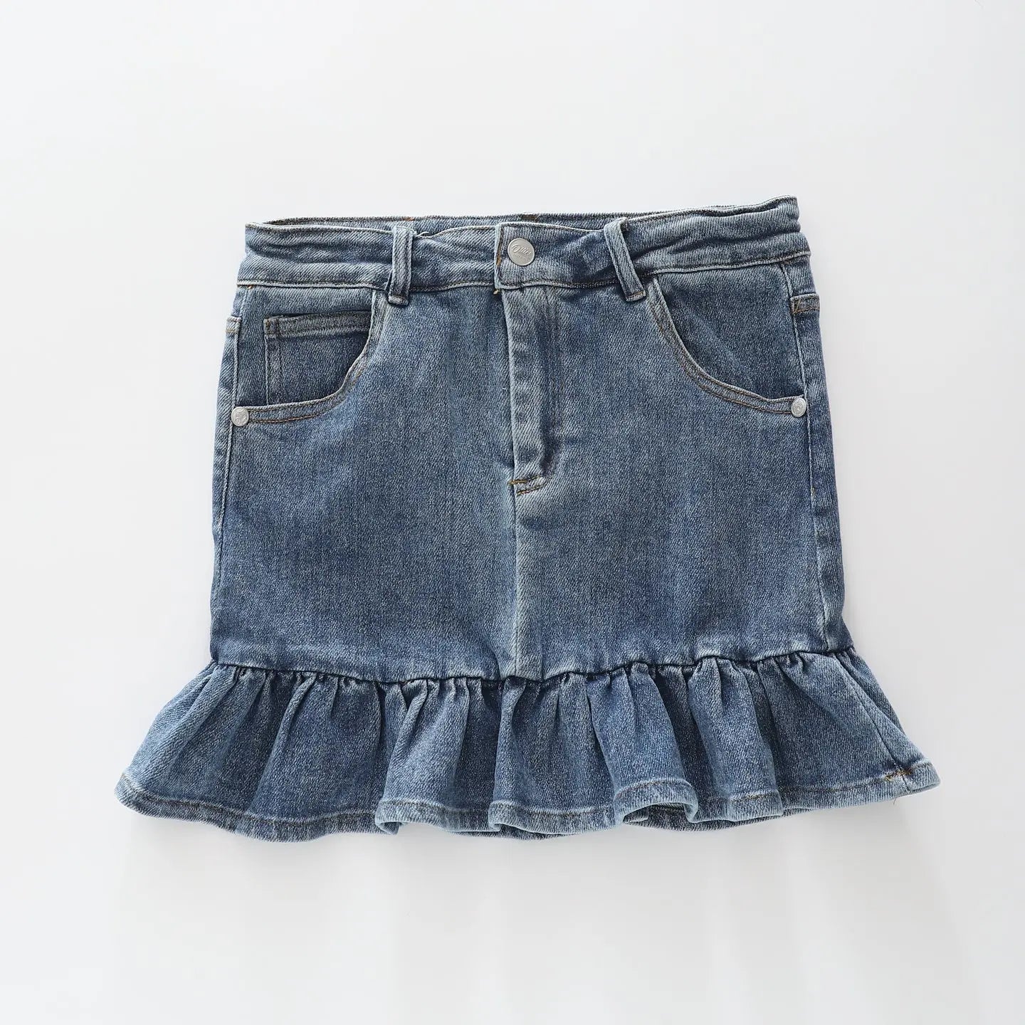 Ruffle Hem Denim Skirt Ollies Place