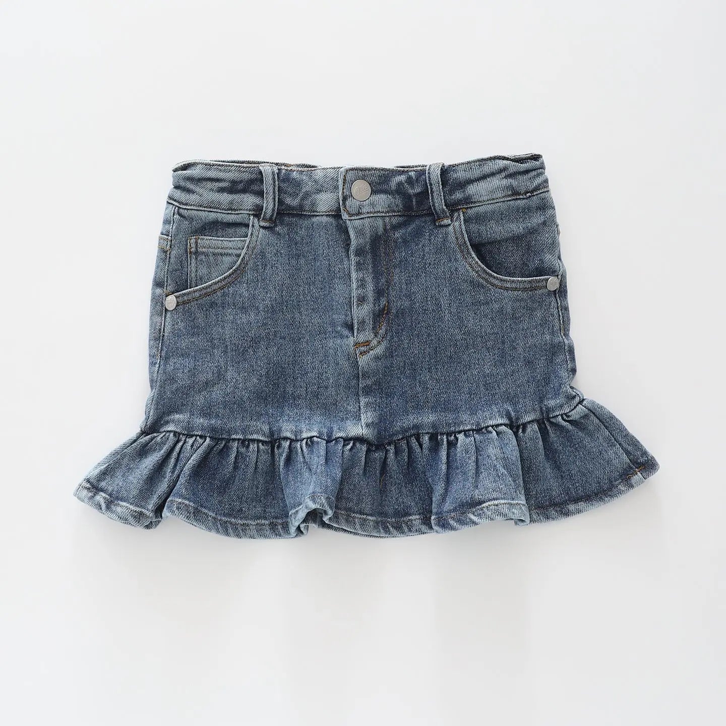 Ruffle Hem Denim Skirt Ollies Place