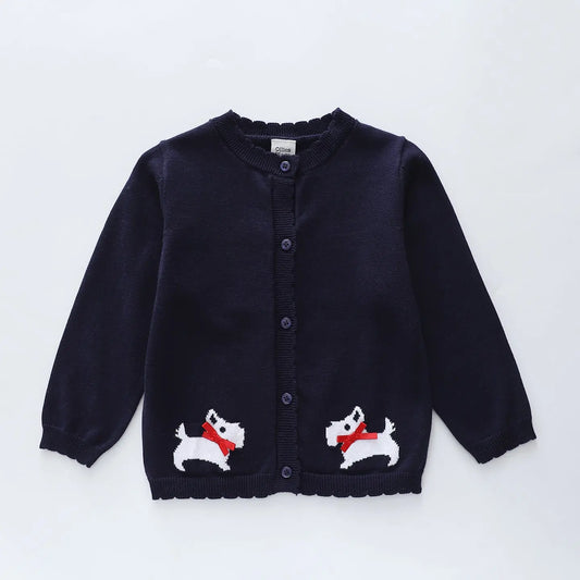 Scottie Dog Navy Cardigan Ollies Place