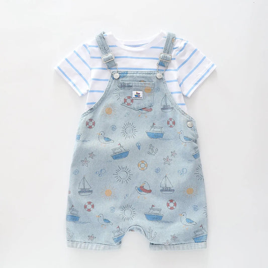 Seaside Denim Overalls Set Ollies Place