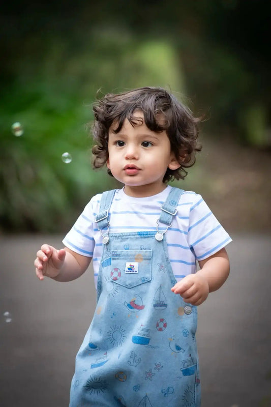 Seaside Denim Overalls Set Ollies Place