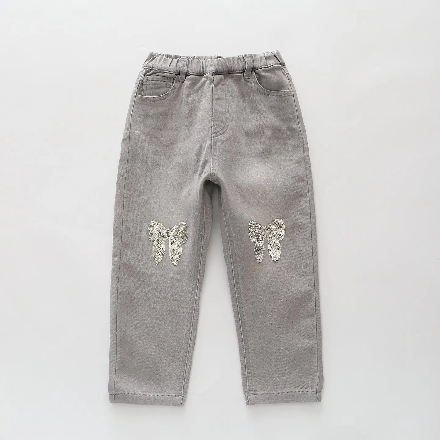 Sequin Bow Grey Jeans Ollies Place