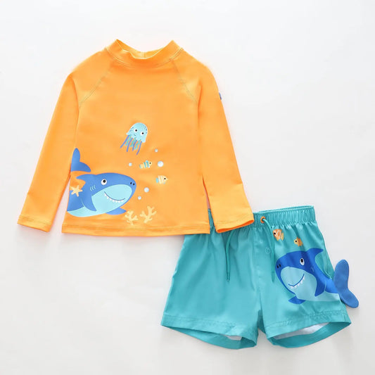 Shark Rashie Top with Shorts Swimwear Ollies Place