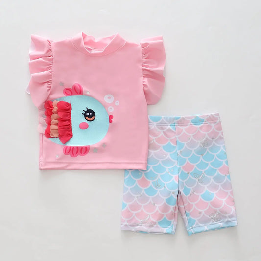 Shimmer Rash Top with Shorts Swimwear Ollies Place