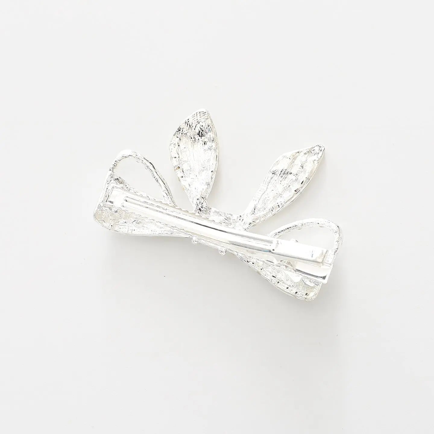 Silver Bow Hair Clip with Pearl and Diamante Detailing Ollies Place