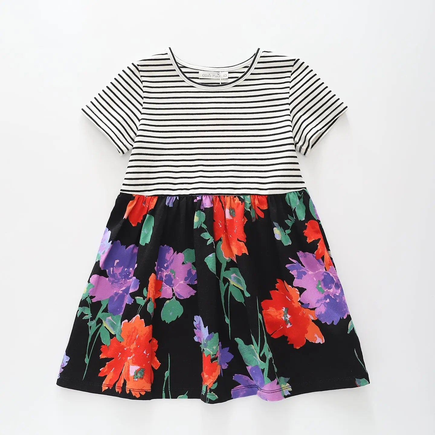 Stripes and Flowers Print Dress Ollies Place